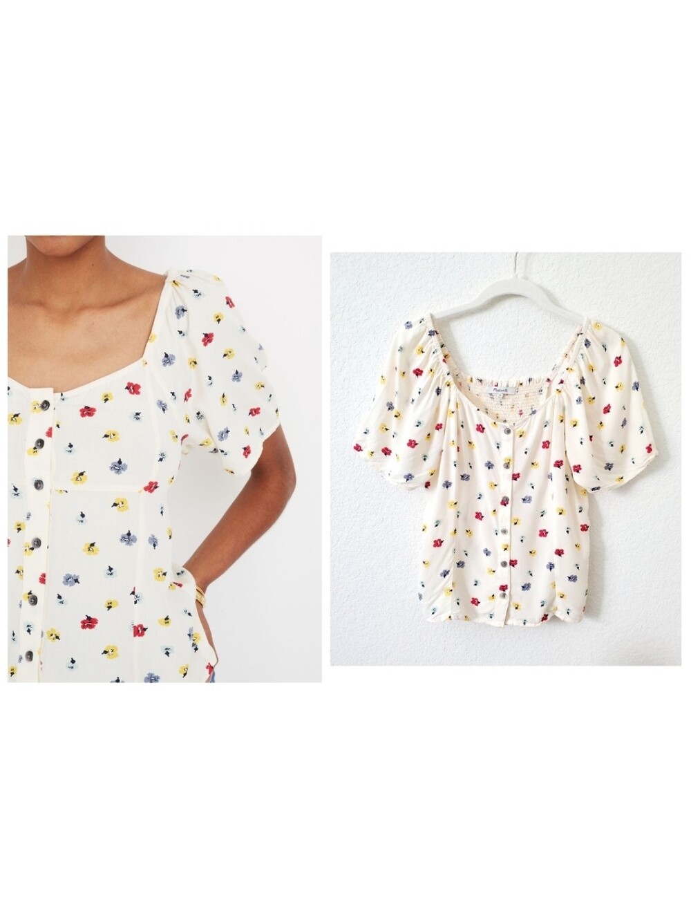Madewell Floral Boho Cottagecore  Viscose Seamed Button Down Shirt XS Festival
